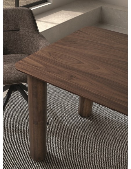 Mesa moderna de comedor TTOLI 200 x 100, chapada en nogal