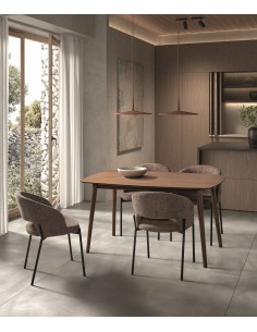 Mesa de comedor BATILDA 140 x 80, madera chapada nogal 2