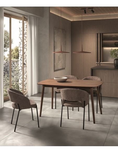 Mesa de comedor BATILDA 160 x 90 madera chapada nogal