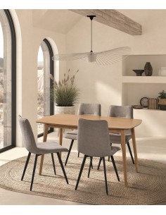 Mesa de comedor BATILDA 140 x 80, madera chapada roble 2