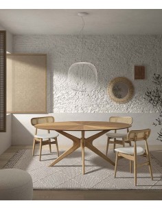 Mesa de comedor ovalada Naanim 180 x 110 roble 2