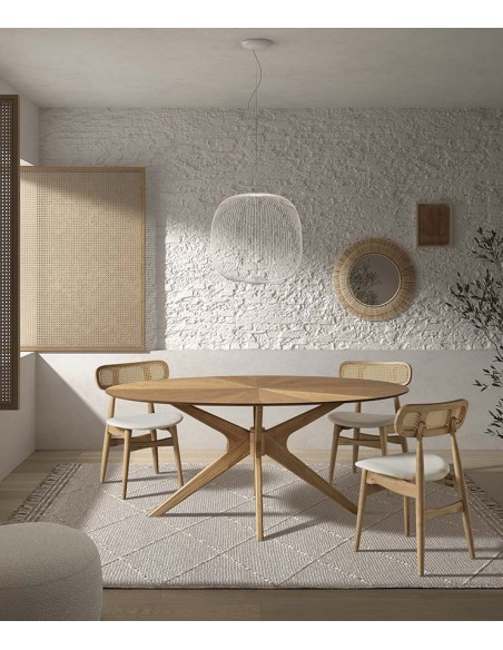 Mesa de jantar oval Naanim 180 x 110 carvalho