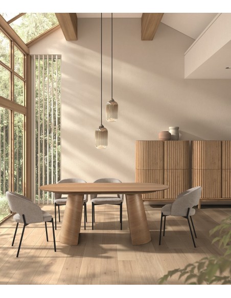 Mesa de comedor ARTES 200 x 100, madera chapada de roble