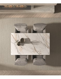 Mesa minimalista extensible porcelánico blanco ARMINIA... 2