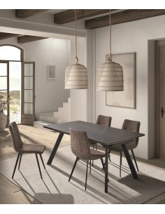 Mesa extensível minimalista em porcelana cinzenta ARMINIA... 2