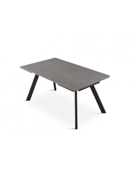 Mesa extensível ARMINIA 160(240) x 90, porcelânico cinza e metal preto