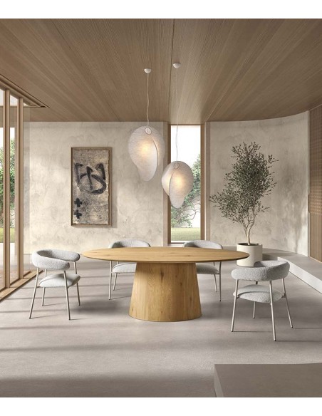 Mesa de jantar oval ARTEMIS 200 x 100, madeira folheada a carvalho