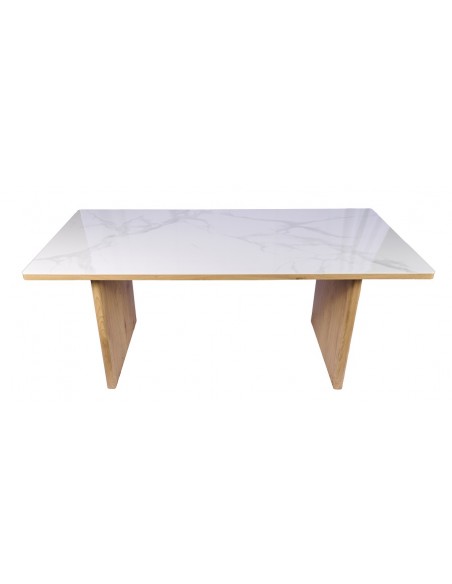 Mesa de jantar SHANELL 180 x 90 em cerâmica e madeira natural