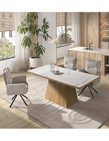 Mesa de comedor NELSHA 160 x 90 de cerámica y...