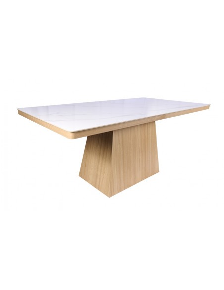 Mesa de jantar NELSHA 160 x 90 em cerâmica e madeira natural