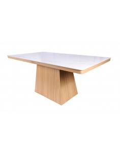 Mesa de comedor NELSHA 160 x 90 de cerámica y madera natural