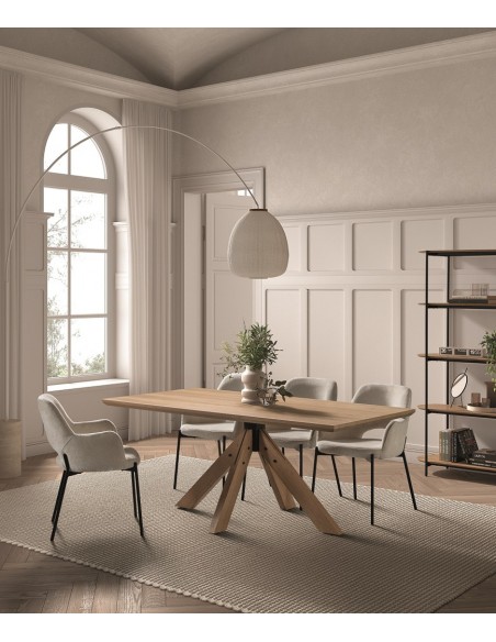 Mesa de jantar nórdica DAYA 180 x 90 folheado de carvalho