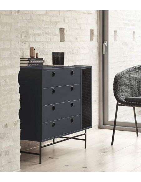 TEULAT COMODA PUNTO 97X45 NEGRO, AZUL GRISACEO TEULAT COMODA PUNTO 97X45 NEGRO, AZUL GRISACEO