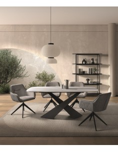 Mesa de porcelânico branco ARINIA 180 x 90 com pés de... 2