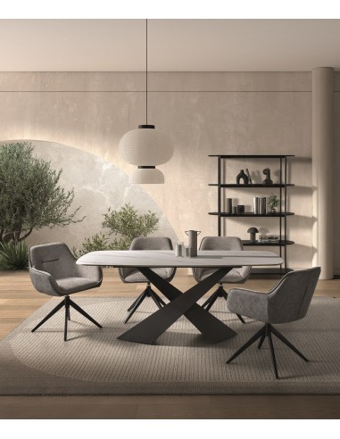 Mesa ARINIA 180 x 90 porcelánico blanco y patas...