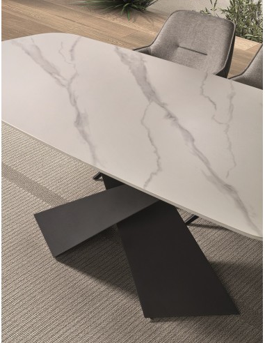 Mesa de porcelânico branco ARINIA 180 x 90 com...