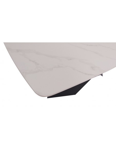 Mesa ARINIA 180 x 90 porcelánico blanco y patas de metal negro