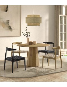 Mesa redonda de diseño ETNIC 120 en madera natural. 2