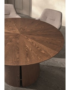 Mesa comedor redonda AURORA 120 en chapa de roble color... 2