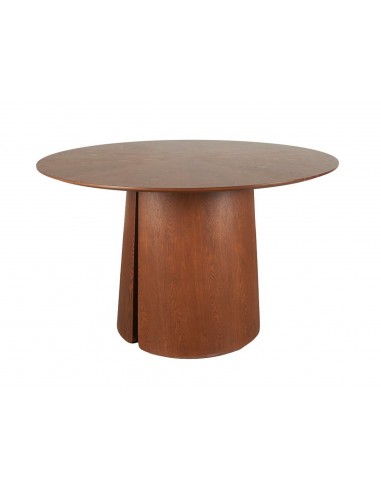 Mesa de jantar redonda Aurora 120 em folheado de carvalho cor nogueira