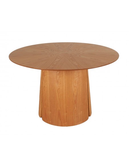 Mesa de jantar redonda Aurora 120 em folheado de carvalho