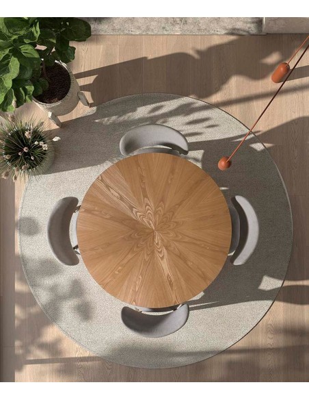 Mesa de comedor redonda AURORA 120 en chapa de roble