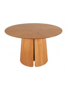Mesa de comedor redonda AURORA 120 en chapa de roble