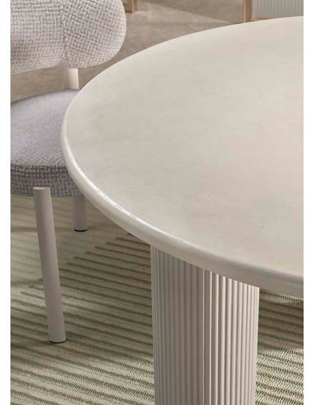 Mesa de comedor redonda LIVIA de 120 en terminado cemento estilo minimalista
