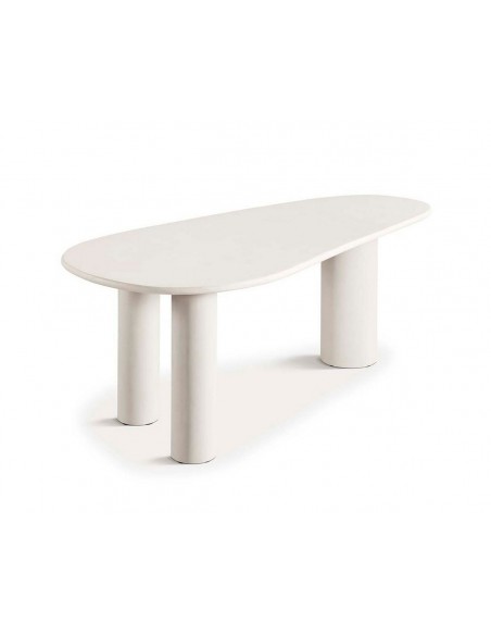 Mesa de comedor ovalada LUNNA 200x100 terminado cemento estilo minimalista