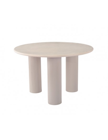 Mesa de jantar redonda LIVIA 120 em acabado cimento minimalista