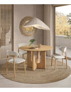 Mesa de jantar redonda GAIA de 120 em folheado de... 2