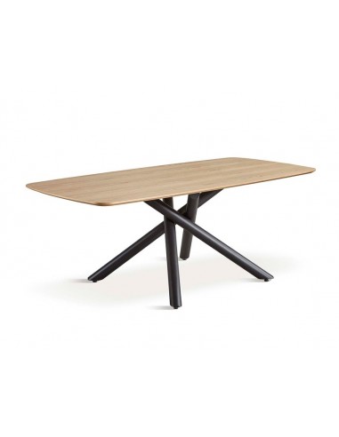 Mesa de jantar BOREAL 200x100 folheado natural e metal preto