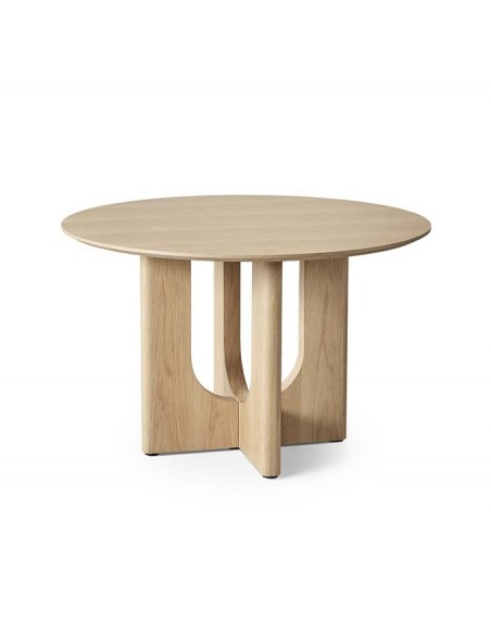 Mesa de jantar redonda GAIA de 120 em folheado de carvalho natural, estilo contemporâneo