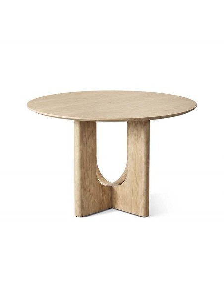 Mesa de comedor redonda GAIA 120 en chapa de roble, estilo contemporáneo