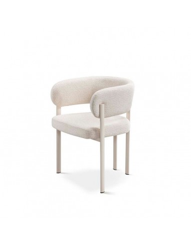 Cadeira de jantar DARA em tecido cinza e metal branco