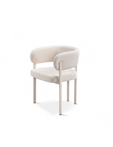 Cadeira de jantar DARA em tecido cinza e metal branco