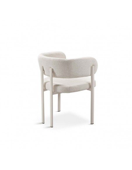 Silla de diseño de comedor DARA en tela gris y metal blanco