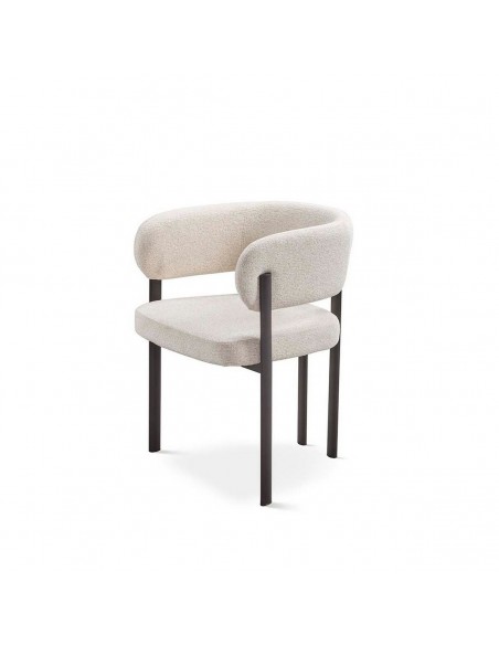 Silla de diseño de comedor DARA en tela gris y metal negro