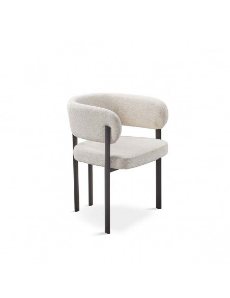 Silla de diseño de comedor DARA en tela gris y metal negro