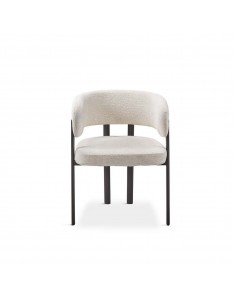Silla de diseño de comedor DARA en tela gris y metal negro 2