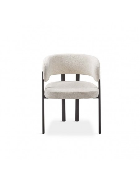 Silla de diseño de comedor DARA en tela gris y metal negro