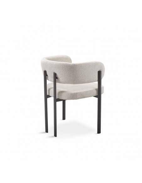 Silla de diseño de comedor DARA en tela gris y metal negro