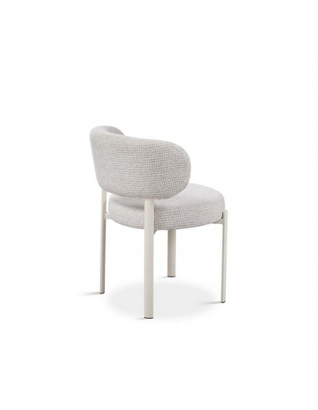 Silla de comedor moderna NUBA en tela gris y metal blanco