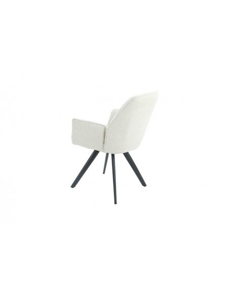 Silla de comedor tapizada AURALA en tela beige con patas metálicas negras