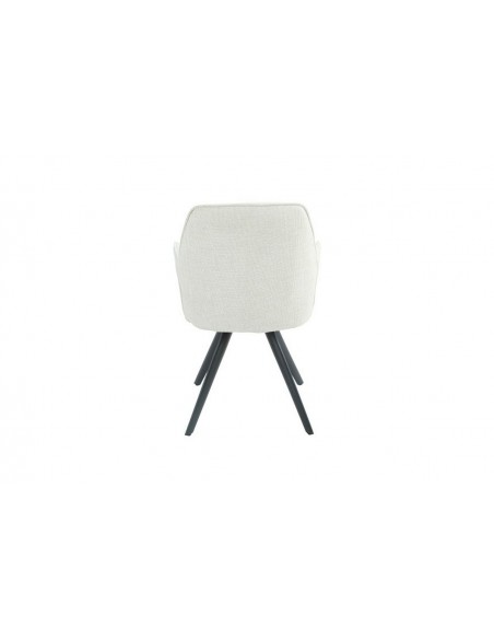 Silla de comedor tapizada AURALA en tela beige con patas metálicas negras