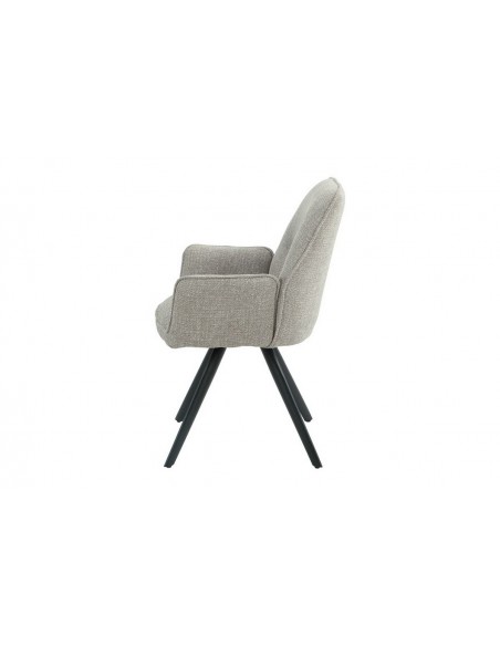 Silla de comedor tapizada AURALA en tela topo con patas metálicas negras