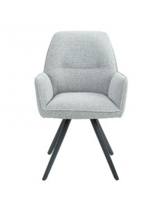 Silla de comedor tapizada AURALA en tela gris con patas... 2