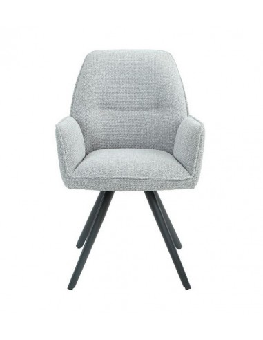 Silla de comedor tapizada AURALA en tela gris...
