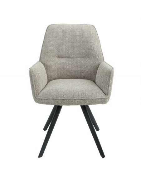 Cadeira de jantar estofada AURALA em tecido topo com pernas de metal preto