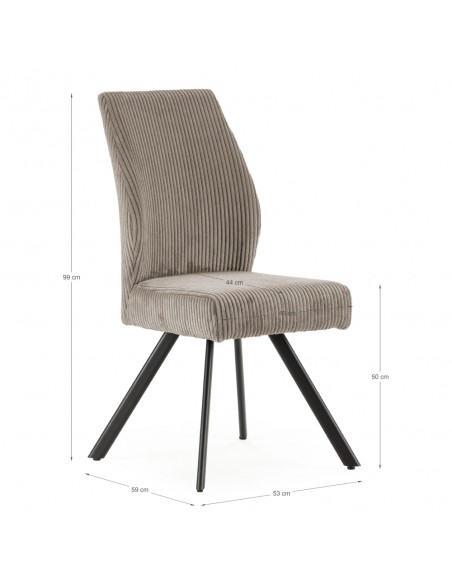 Silla comedor con muelles ensacados ANIBAL, pana y metal negro